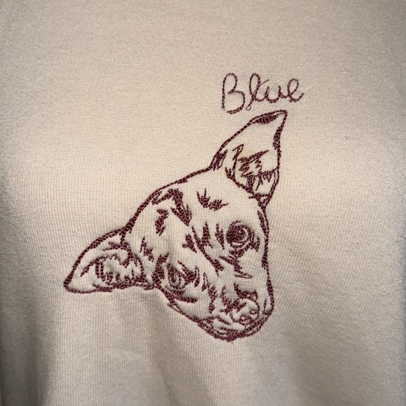 Staud X C. Bonz Cream “Blue” Embroidered Sweatshirt - Picture 3 of 6